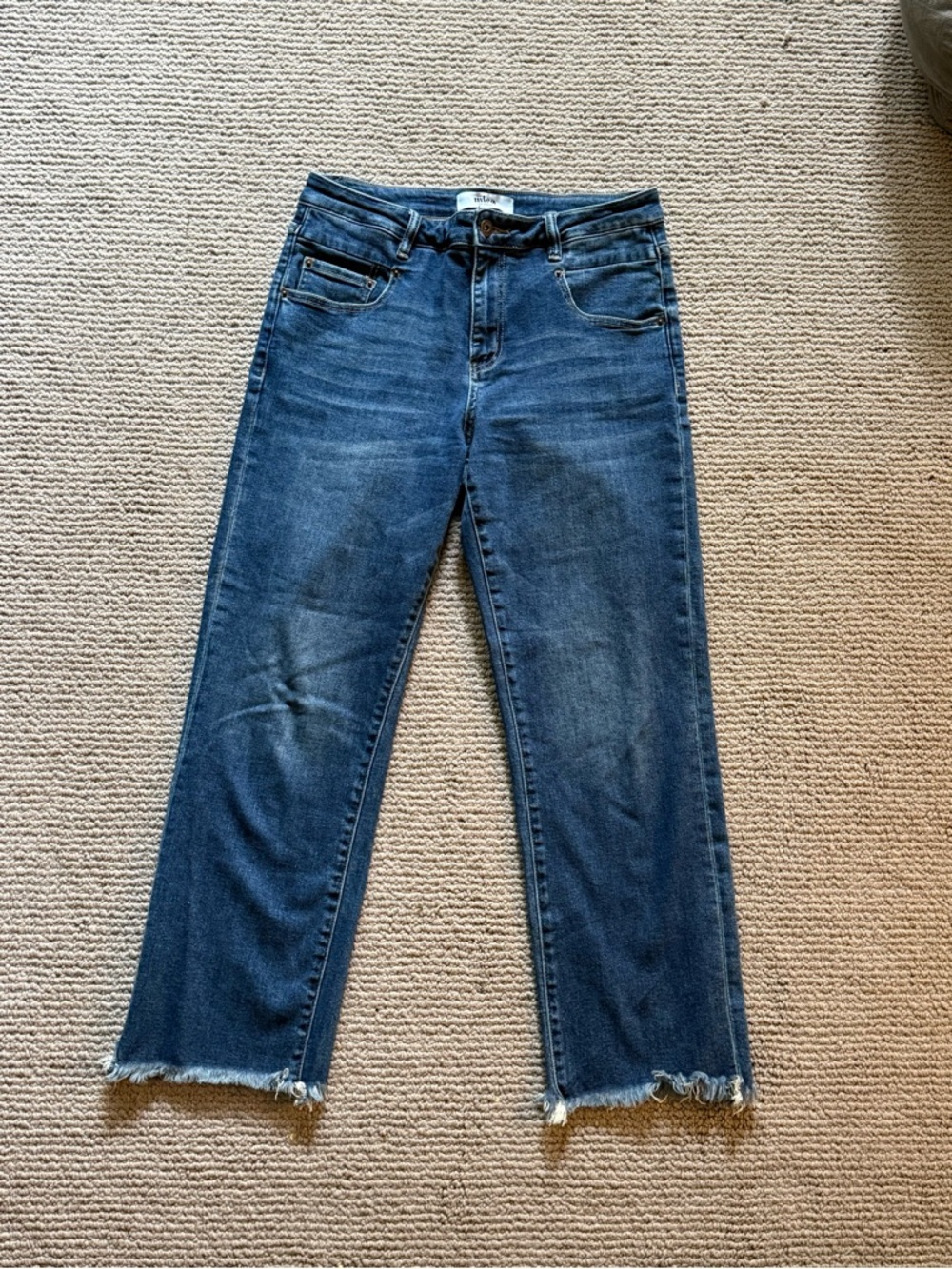 Mica Los Angeles Indigo Straight-Leg Raw Hem Jeans